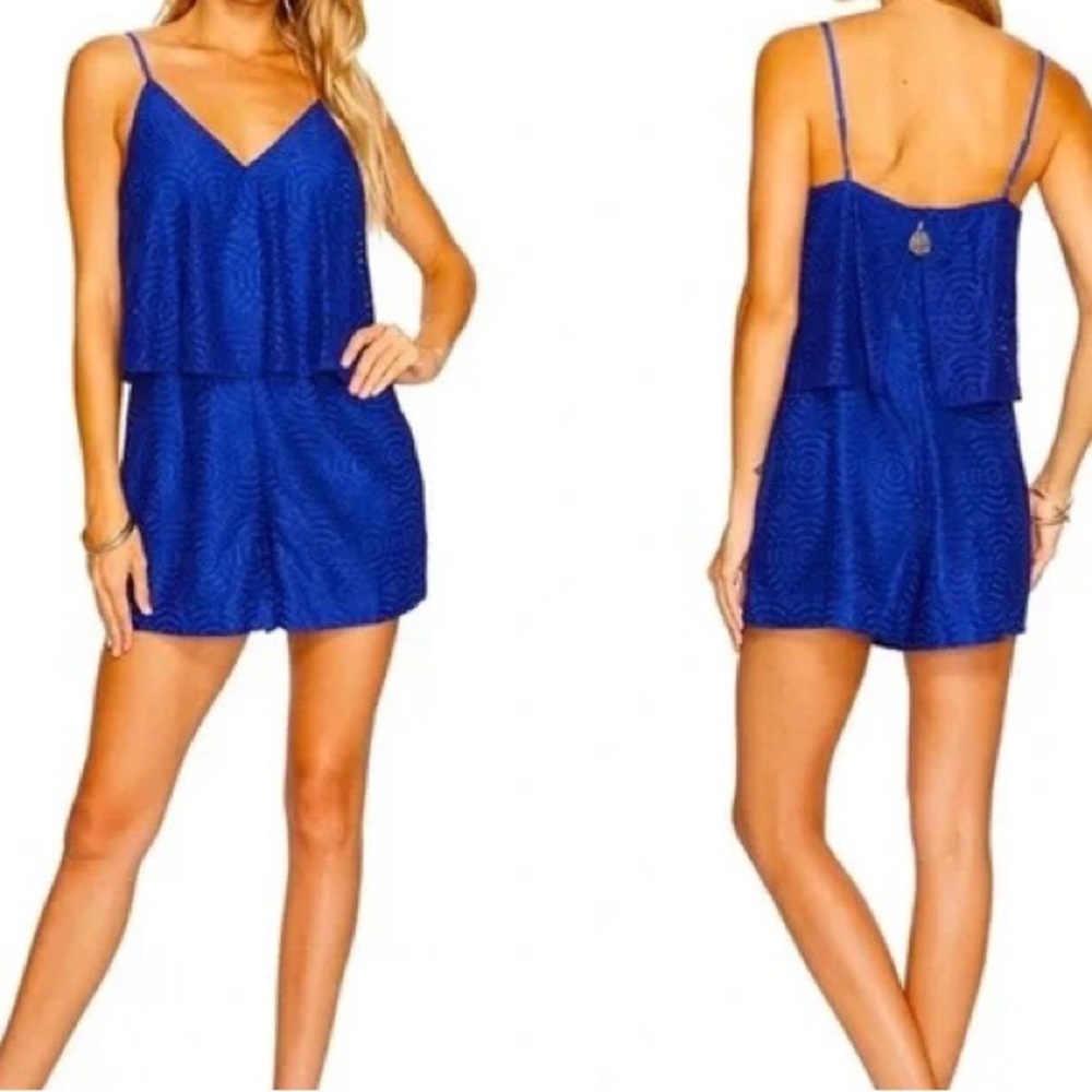 Like New Lilly Pulitzer CAIA Romper Mystical Knotty Lace Blue Size 8
